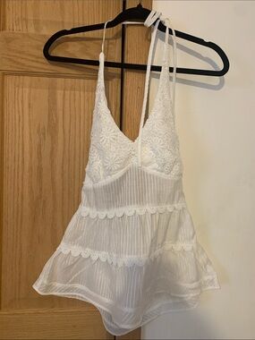 White Tiered Halter Top